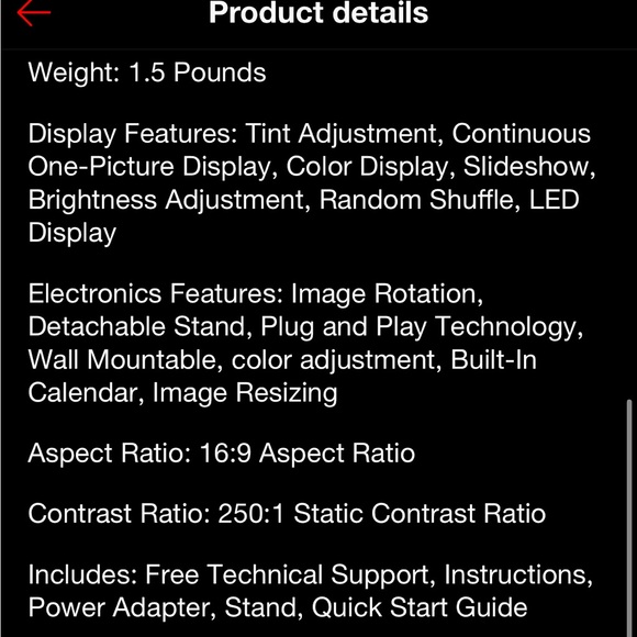 New! Polaroid PDF-750W 7" DIGITAL PIC FRAME - black wood- matte - Picture 4 of 12